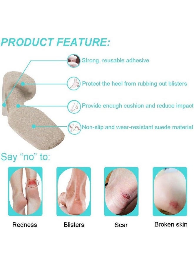 HOME CUBE 4 Pair / 8 Pc Self Adhesive Foot Cushion Inserts Heel Grips Shoe Pads For Women Prevention Blister Anti Slip Back of Foot Care Protector Grips Liners Loose Heel Shoe - Black/Beige - Image 4