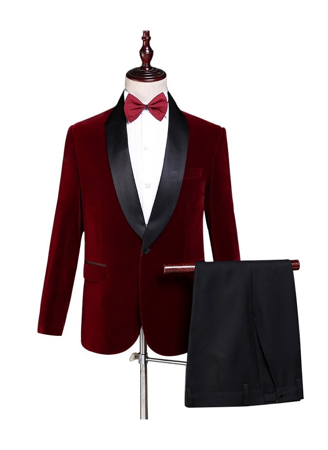 Shougu New Men's Performance Suit Set Velvet Suit  - Image 1