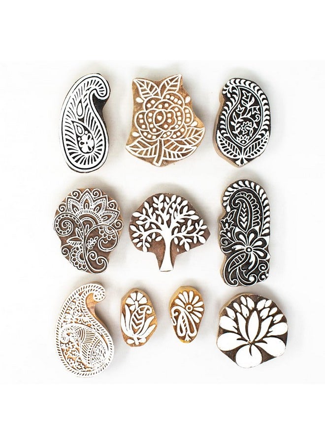 Hashcart Hashcart Wooden Stamp Block, Printing Stamp Design Set | Block for Printing Saree Border | Dresses, Craft Card Making, Scrapbook, Clay Pottery | Set of 10  - Image 2