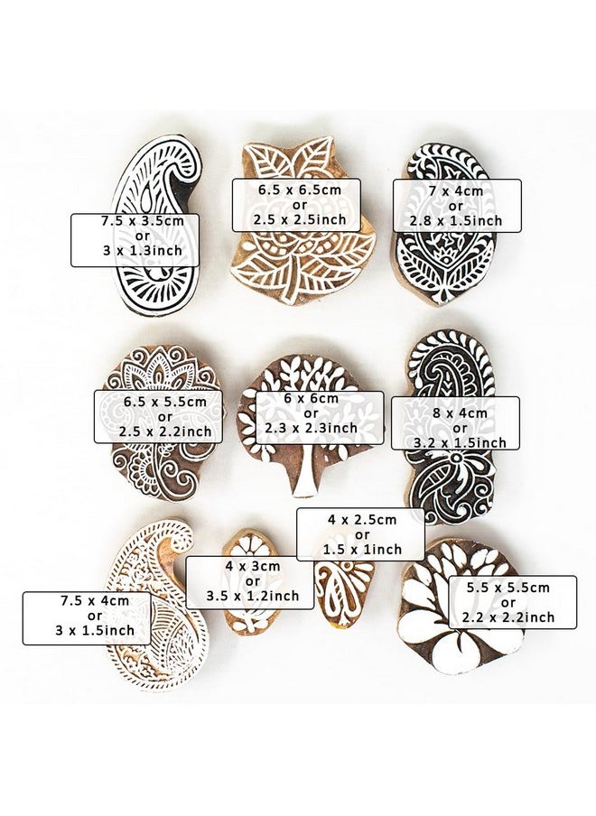 Hashcart Hashcart Wooden Stamp Block, Printing Stamp Design Set | Block for Printing Saree Border | Dresses, Craft Card Making, Scrapbook, Clay Pottery | Set of 10  - Image 4