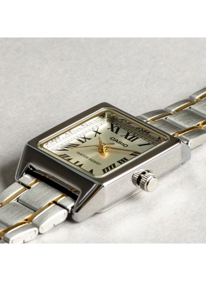 Casio LTP-V007SG-9BUDF Women’s Two-Tone Stainless Steel Square Analog Watch – Champagne Dial - Image 2