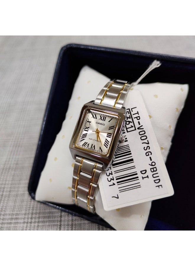 Casio LTP-V007SG-9BUDF Women’s Two-Tone Stainless Steel Square Analog Watch – Champagne Dial - Image 5