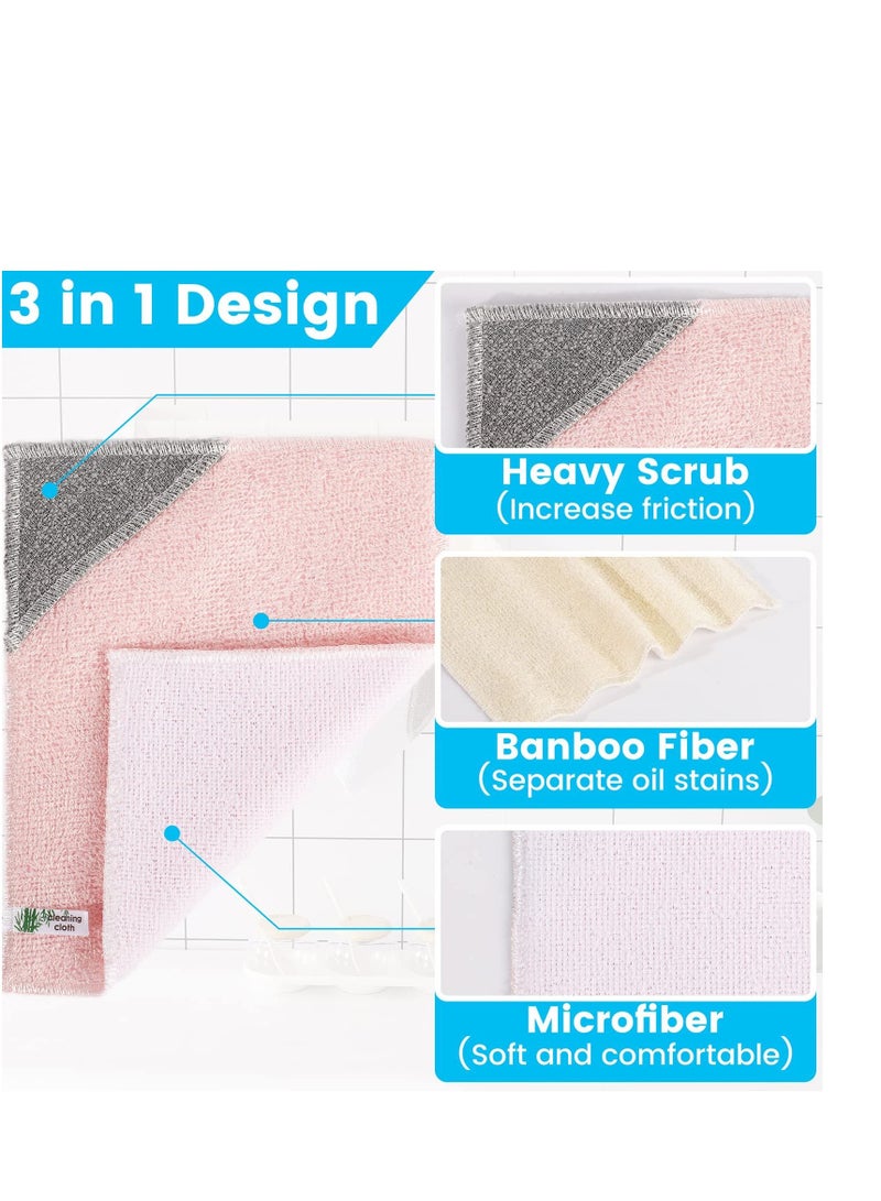 8 Pack 7.9"X9.8" Bamboo Fiber Cleaning Cloths, Kitchen Dish Cloths, Reusable and Absorbent Dish Cloths, Nonstick Oil Washable Dish Rags, Suitable for Kitchen Bathroom and Cleaning Counters - Image 2