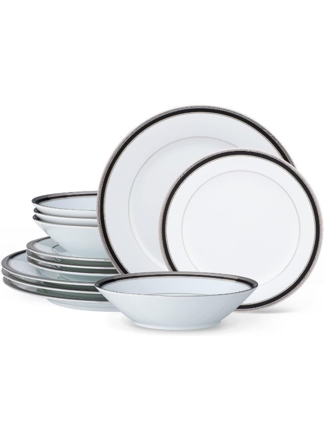 Noritake طقم أدوات المائدة نوريتاكي أوستن بلاتينيوم 12 قطعة لخدمة 4 أشخاص - Image 1