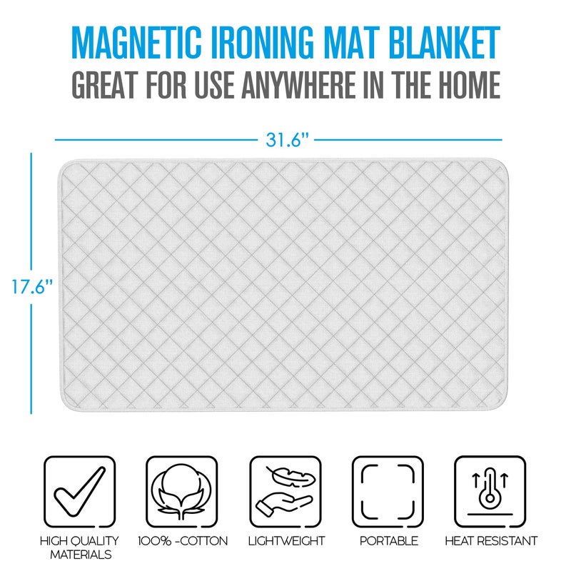 Houseables Ironing Mat, Ironing Pad, Iron Mat, Iron Pad, Dryer Top Protector, Magnetic, Portable, Blanket Cover for Table Top, Countertop, Washer, Travel Board, Quilting, Cloth, Wide, Thick, 33 x 17 - Image 4