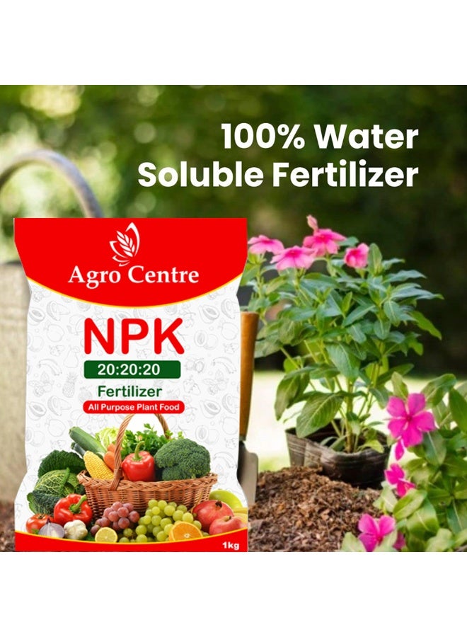 المركز الزراعي مركز الزراعة، سماد ورقي NPK (20-20-20+TE) قابل للذوبان في الماء، منشط للخضراوات والفواكه ومعزز لنمو النباتات 1 كجم - Image 4