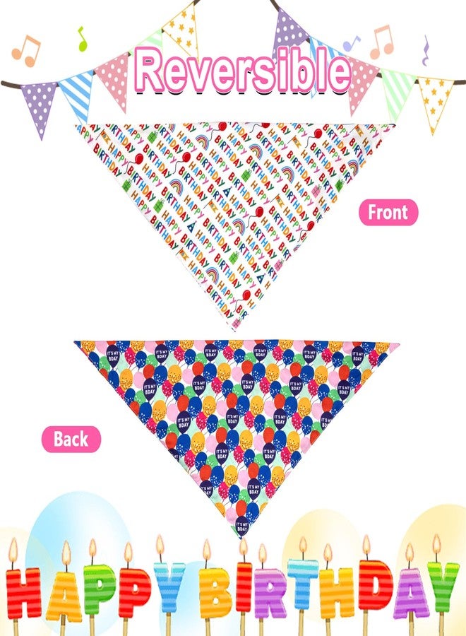 Agroon Dog Birthday Bandana Girl Boy XLarge 1PCS, 2 Patterns Durable Triangle Reversible Scarf Bibs Handkerchief for Puppy Pet - Image 5