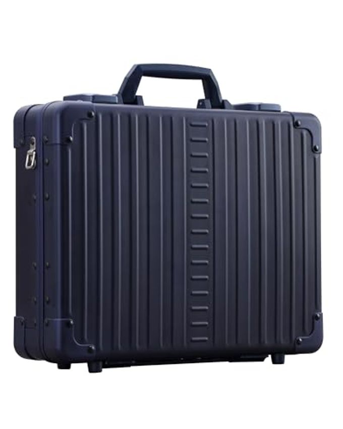 Aleon 15" Aluminum Briefcase For Men & Women Durable Hard Case Attache For Business, Work & Documents Rfid Blocking Portable Organizer For Important Items, Businessman Suitcase & Money Holder (Sapphire) - Image 1