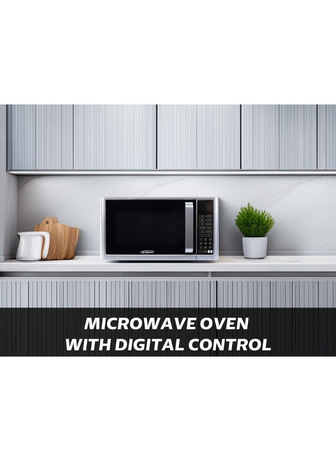 General Gold 25L Microwave Oven with Digital Control, 900W Power, Silver Finish with Grey Cavity, Compact and Efficient Design