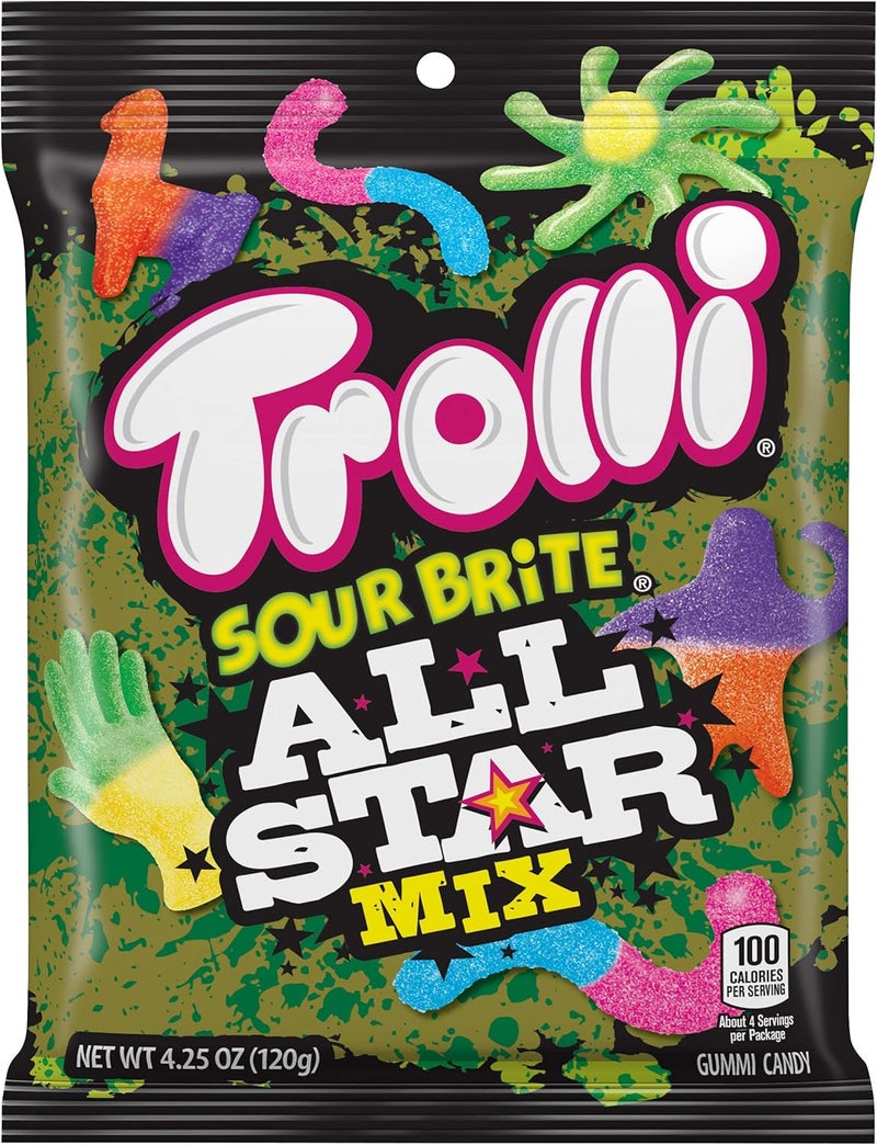 TROLLI حلوى ترولي سور برايت كراولر ألت ستار ميكس، 4.25 أونصة - Image 1
