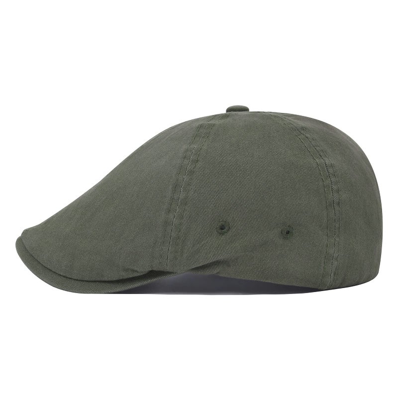 VOBOOM Cotton Washing Flat Cap Cabbie Hat Gatsby Ivy Irish Hunting Newsboy (Army Green) - Image 3