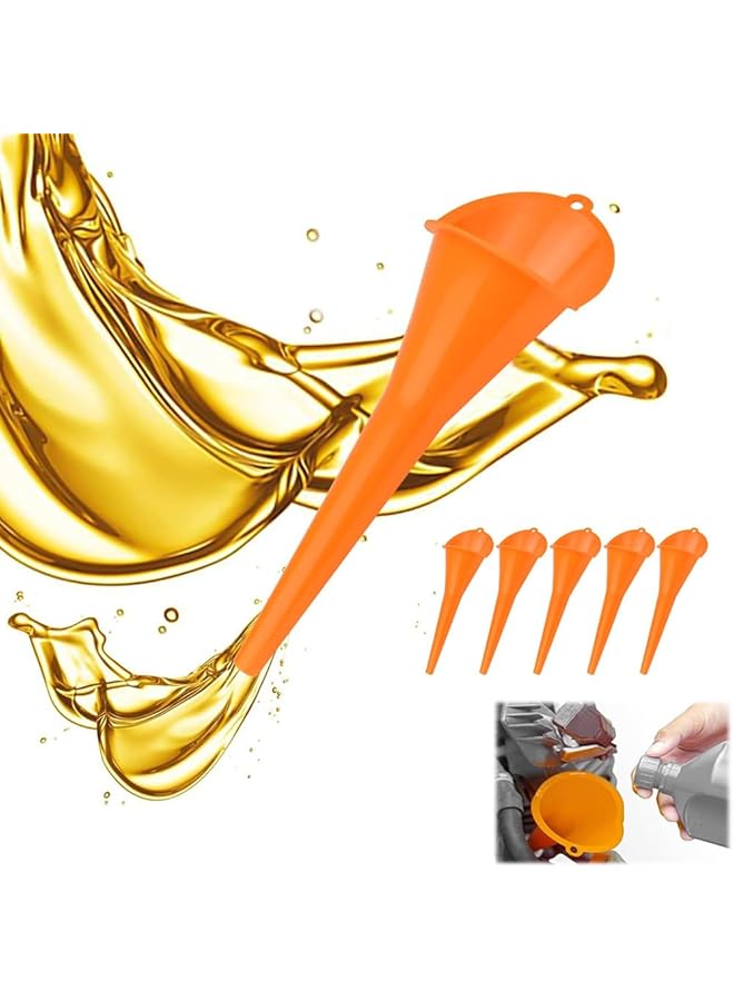 KASTWAVE Car Refueling Long Funnel Kit - 6 Pcs Plastic Automotive Universal Gas Funnels, Portable Gasoline Engine Fuel Funnel For Car And Motorcycle - Image 1