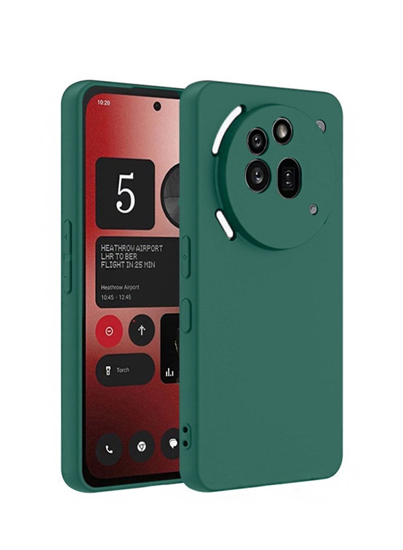 Wtech Nothing Phone (3a) Pro 5G 2025 Premium Soft Liquid Silicone Case Cover (MCRPSN) - Dark Green - Image 1