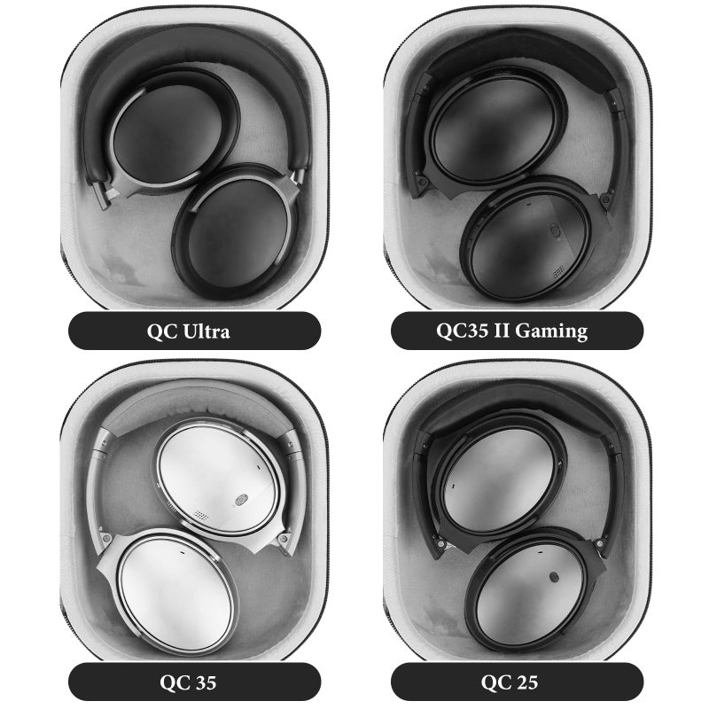 Geekria Geekria Shield Headphones Case Compatible with Bose QC Ultra, QC 45 II, QC 35 II Gaming Headset, QC 25, Replacement Hard Shell Travel Carrying Bag with Cable Storage (Dark Grey)  - Image 5