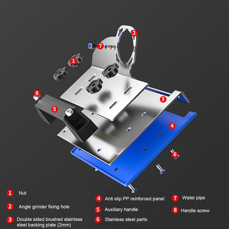 Wisoqu 45 Degree Angle Grinder Stand Clamp, Tile Chamfer Tool with 45° Cutting Angle, Adjustable Bracket for 100 Type Angle Grinder, Stainless Steel, Plastic Material - Image 4