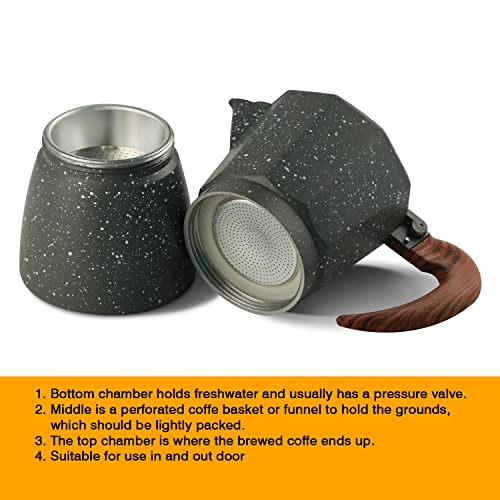 IBELL Classic 3 Cup Moka Pot Coffee Maker | Stovetop Espresso Maker | Premium Aluminium Italian Style Percolator | Permanent Filter, Cool Handle | Grey (MP3370S) - Image 5
