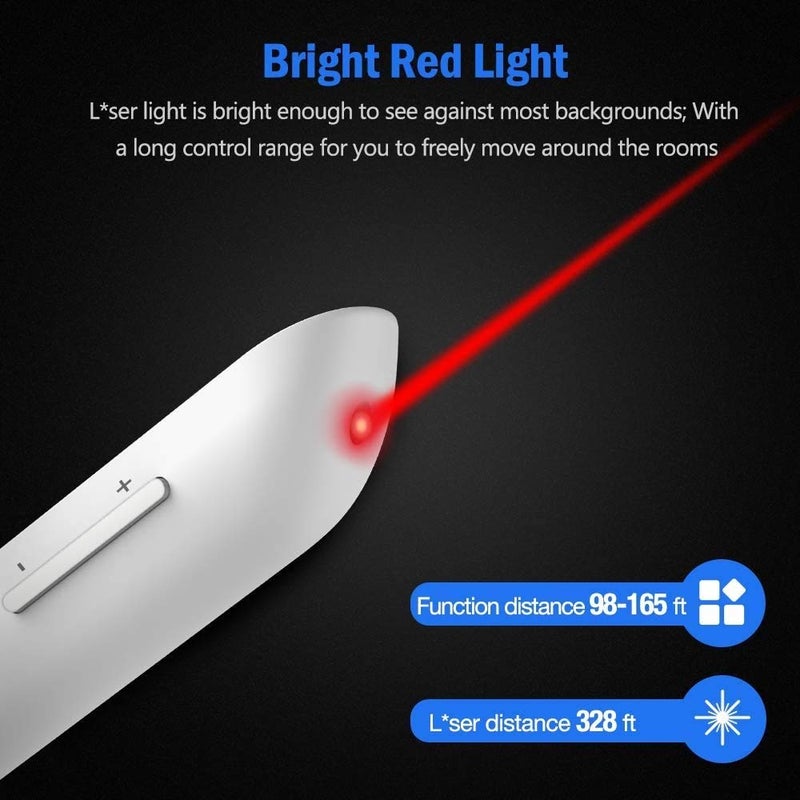 DinoFire Red Light Wireless Presenter, Powered by AAA (Not Included) Hyperlink Volume Control Presentation Clicker, RF 2.4GHz PowerPoint Clicker Presentation Remote Control Slide Clicker Advancer - Image 3