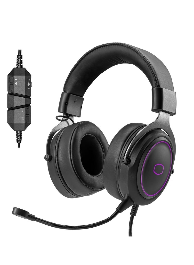 كولر ماستر سماعة الألعاب ذات الصوت المحيطي الافتراضي CH331 RGB USB 7.1 – ميكروفون مانع للضوضاء قابل للفصل – راحة ممتازة – كابل مجدول خالٍ من التشابك – وسادات أذن مريحة ثلاثية الأبعاد - Image 1