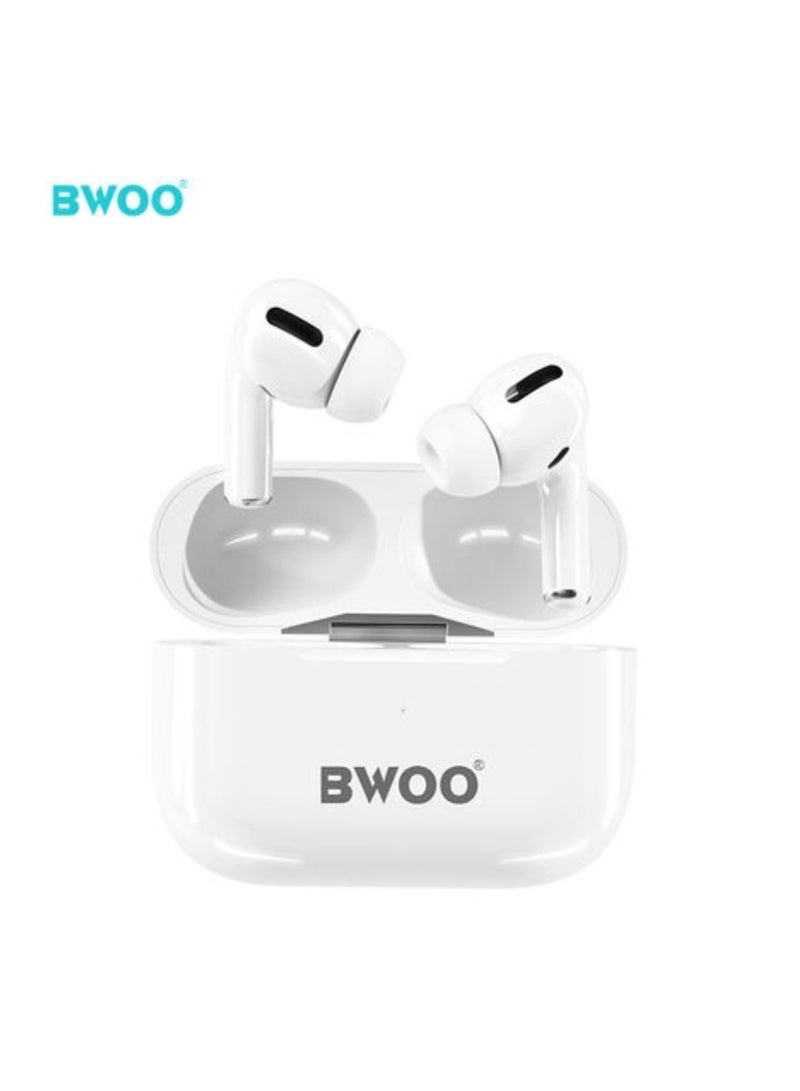 بوو سماعات أذن بلوتوث لاسلكية فاخرة BWOO BW05 - صوت ستيريو عالي الدقة، مدى 10 أمتار، تقليل ضوضاء منخفض، تصميم مقاوم للتعرق، ومدة تشغيل تصل إلى 4.5 ساعات مع علبة شحن USB - Image 2