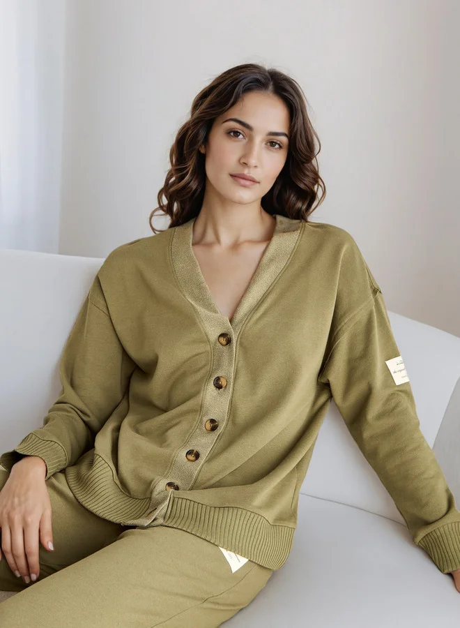 سبلاش فيڤ طقم بيجاما قميص كارديجان بأزرار وسروال