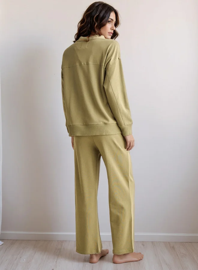 Splash FAV Pyjama Set Button-Down Cardigan Shirt & Trousers