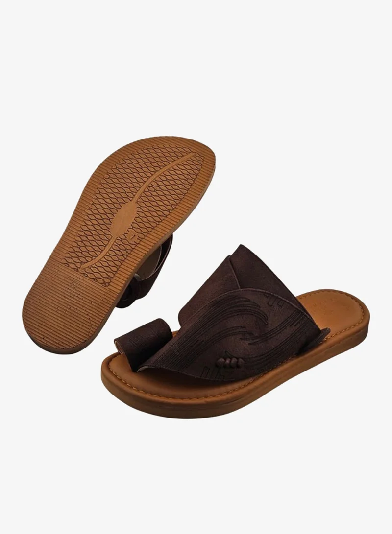 AL Fanoos Men's Arabic Toe Sandal | Al Fanoos | Textured Suede Gulf Style