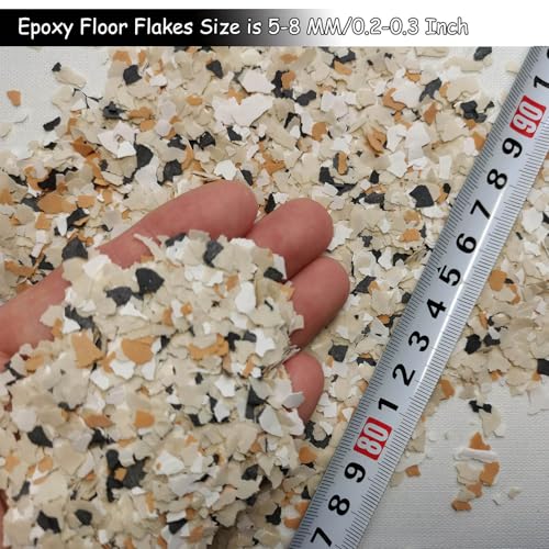Alkrogiha Epoxy Flakes for Flooring 450G Decorative Color Chips for Concrete Epoxy Resin and Countertops Durable Black White Faint Yellow Khaki - Image 3