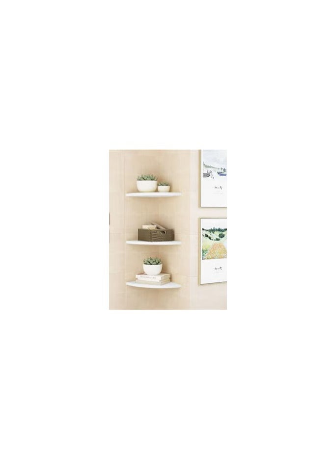 CATANES Corner Wall Shelf Wall Mounted Floating Corner Shelf 3 Tiers Storage Decorative Shelf for Home Decor Living Room Bedroom Bathroom Kitchen Office White  - Image 1