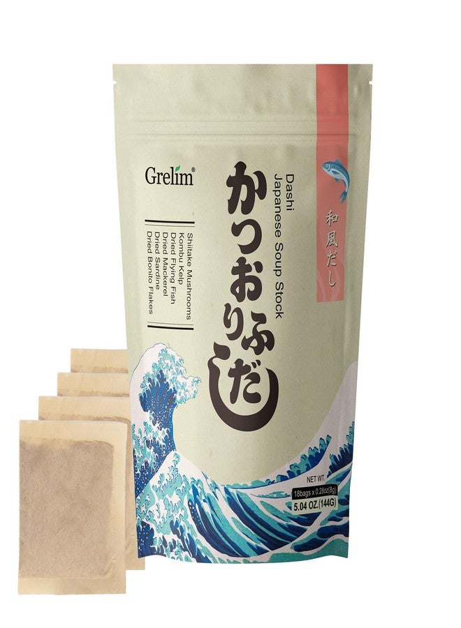 Grelim Dashi Stock Japan Dashi Soup 18 Packets, Natural Domestic Ingredients, Additive Free, MSG Free, Made in Japan Extremely Tasty 8g x 18 Pacs 5.04 Oz - Image 1