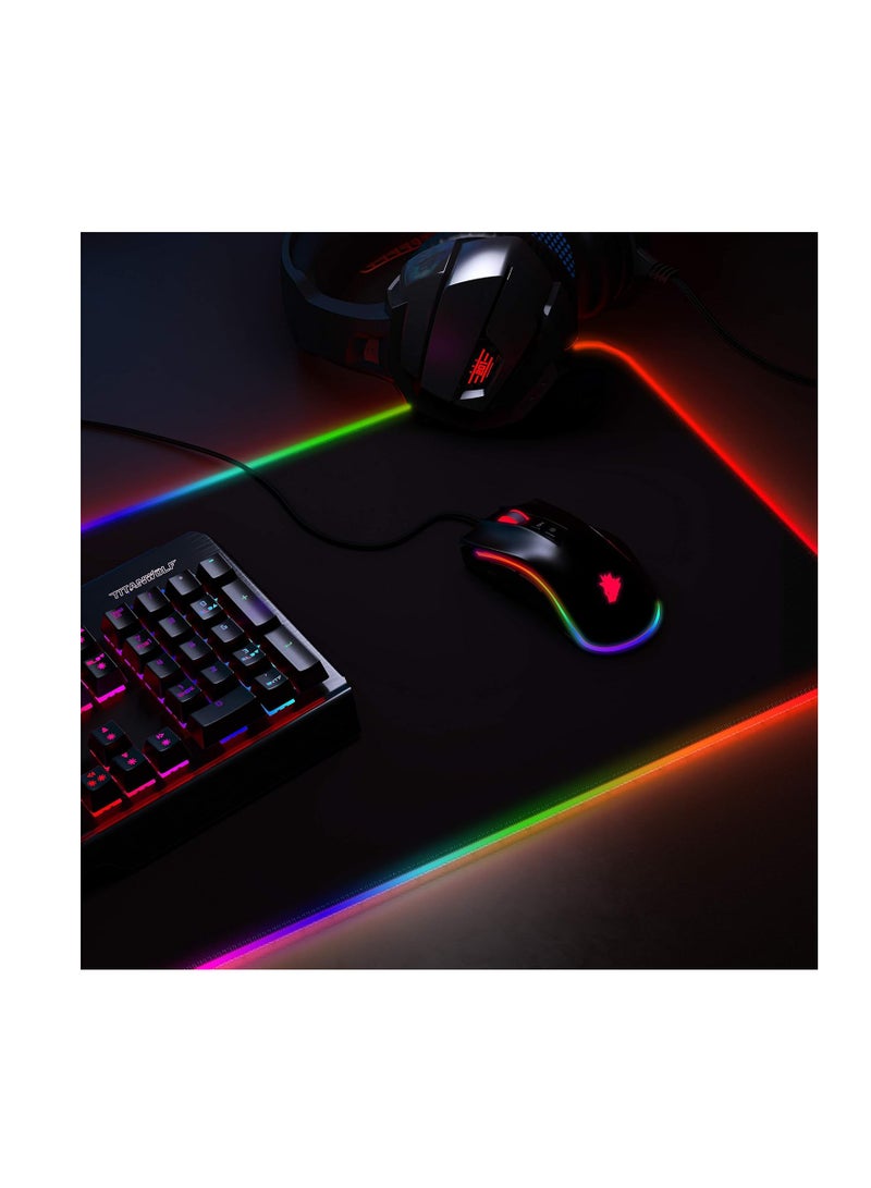 RGB Gaming Mouse Pad XXL – 11 Multicolor LED Modes, 800x300mm – Non-Slip Extended Desk Mat for PC & Mac – Black - Image 3