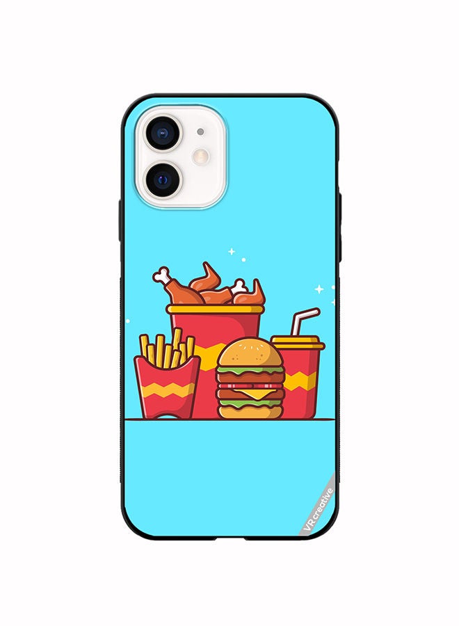 VR CREATIVE Protective Case Cover For Apple iPhone 11 Burger With Fried Chicken, French Fries And Soda Cartoon Design Multicolour - Image 1