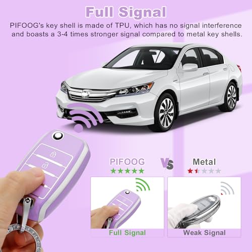 PIFOOG Key Fob Cover fit for Kia Soul Optima Sorento Sportage Rio Forte NIRO 4 Buttons Keys Case Shell Accessories Bling Car Keychain Full Protector Covers Purple Girly Women TPU - Image 4