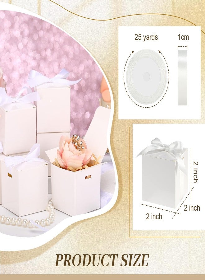 MotiMind 48 Pcs 2x2x2 Inch Wedding Gift Boxes with Ribbon Small Party Favor Boxes with Lids Mini Treat Candy Container for Gift Wrapping Ornaments Holiday Birthday Party Supplies(White) - Image 2
