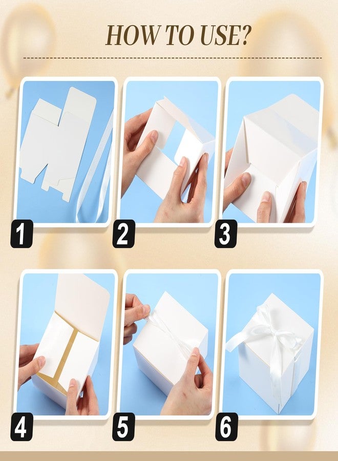 MotiMind 48 Pcs 2x2x2 Inch Wedding Gift Boxes with Ribbon Small Party Favor Boxes with Lids Mini Treat Candy Container for Gift Wrapping Ornaments Holiday Birthday Party Supplies(White) - Image 4