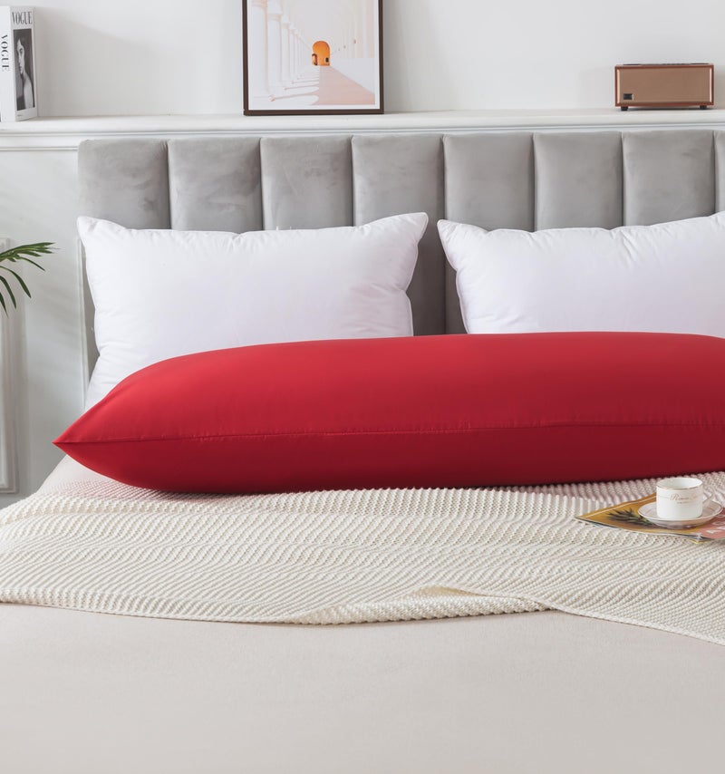 WhatsBedding Body Pillow Cover Cotton Fabric, Long Pillowcase Breathable & Skin-Friendly, Envelope Closure - Red (20x54 inch) - Image 2