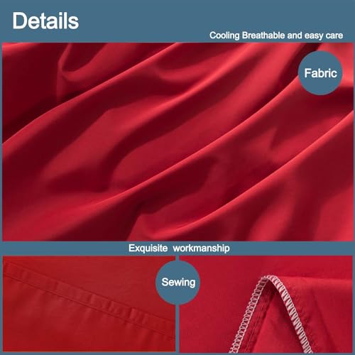 WhatsBedding Body Pillow Cover Cotton Fabric, Long Pillowcase Breathable & Skin-Friendly, Envelope Closure - Red (20x54 inch) - Image 3