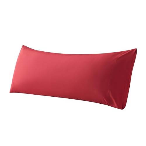 WhatsBedding Body Pillow Cover Cotton Fabric, Long Pillowcase Breathable & Skin-Friendly, Envelope Closure - Red (20x54 inch) - Image 1