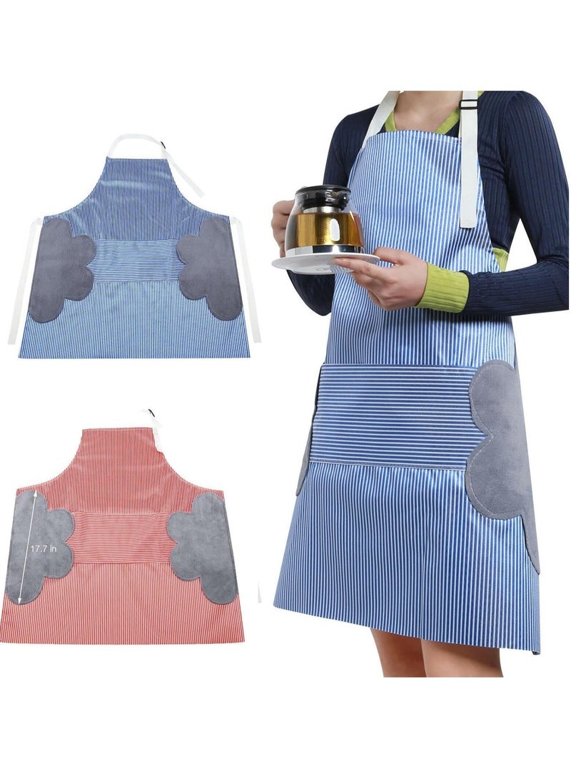 Kitchen apron with adjustable collar, pockets, and built-in velour hand-wiping pads; durable, waterproof design with a Korean striped pattern from Fresh ( - Image 1