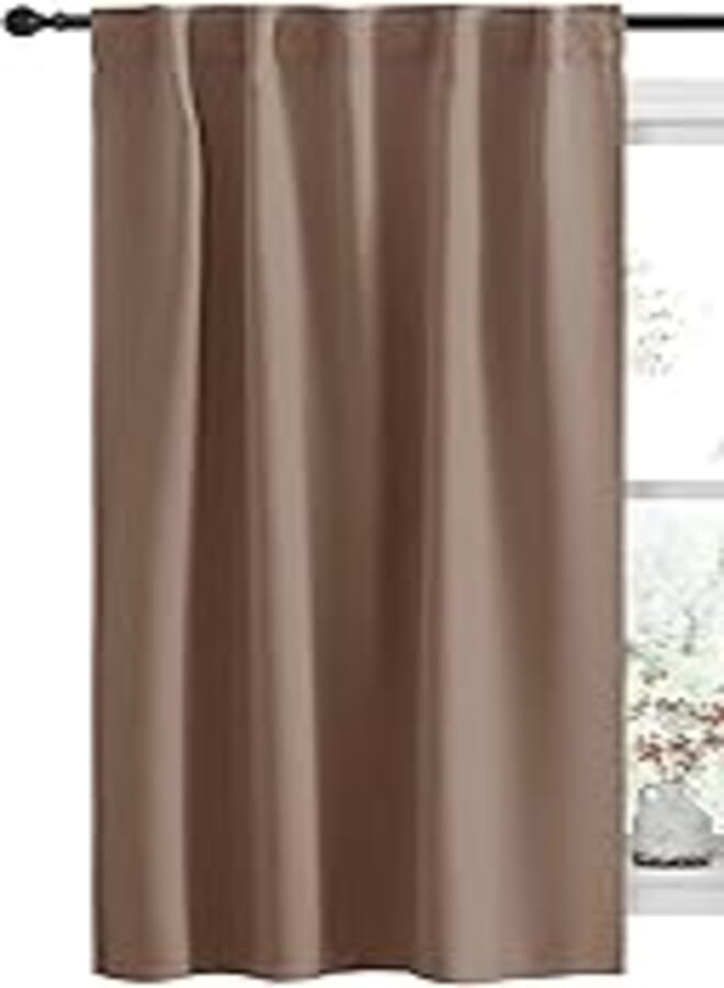 Cartela Curtains Cartela thermal insulated blackout room darkening tape curtains for living room/bedroom (1 panel) (cafe, 132w x 160h cm) 