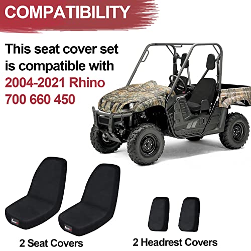 StarknightMT UTV Rhino Seat Covers Water-Resistant Seat Covers Compatible with Rhino 700 660 450 2004-2021 1680D Fabric Black - Image 2
