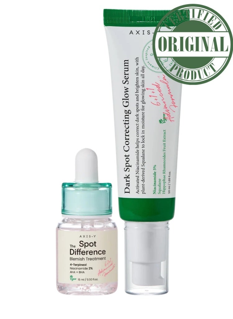 AXIS-Y Acne Breakouts & Dark Spots Solution – AXIS-Y Blemish Treatment + Dark Spot Correcting Glow Serum Clarifying & Brightening Set - Image 1