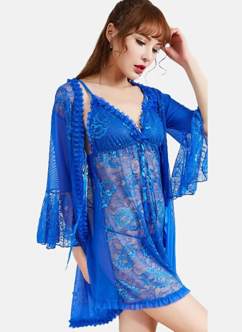 YUNIQEE Blue Solid Babydoll