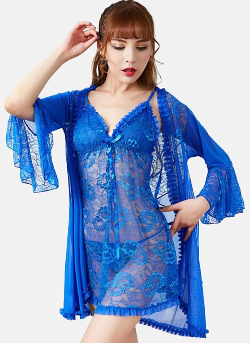 YUNIQEE Blue Solid Babydoll