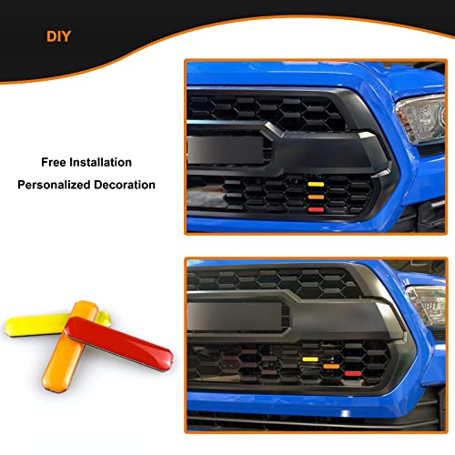 Boigoo 3-Color Stripe Grille Emblem Badge Sticker Compatible for 2016-2021 Toyota Tacoma TRD Pro Grille - Yellow/Orange/Red Tacoma Body Decoration Accessories… - Image 3