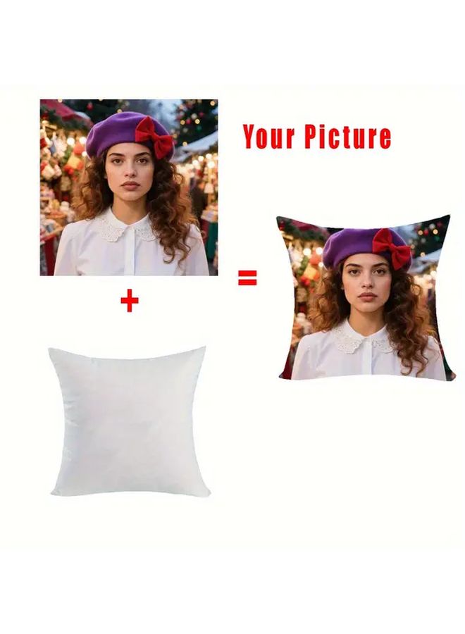 وسادة صور شخصية مخصصة للأزواج مقاس 17.72 × 17.72 بوصة بسحاب ملون - Image 2