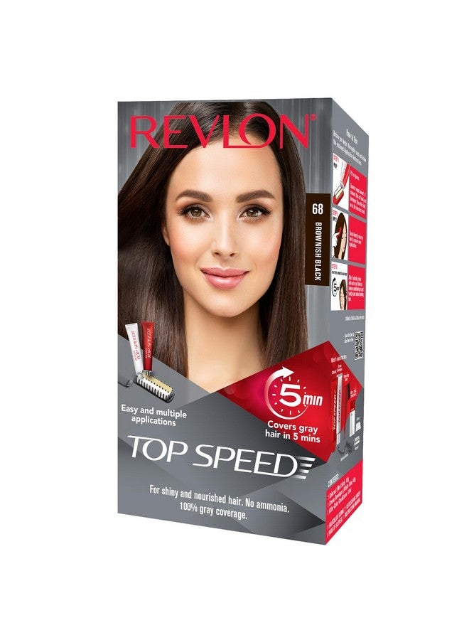 Revlon Top Speed Hair Color Women, Brownish Black 68 |No Ammonia | With Ginseng Root Extract And Mother Of Pearl - Image 1