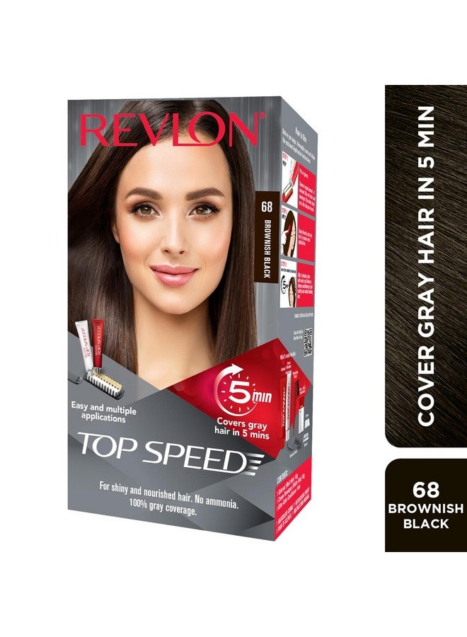 Revlon Top Speed Hair Color Women, Brownish Black 68 |No Ammonia | With Ginseng Root Extract And Mother Of Pearl - Image 2