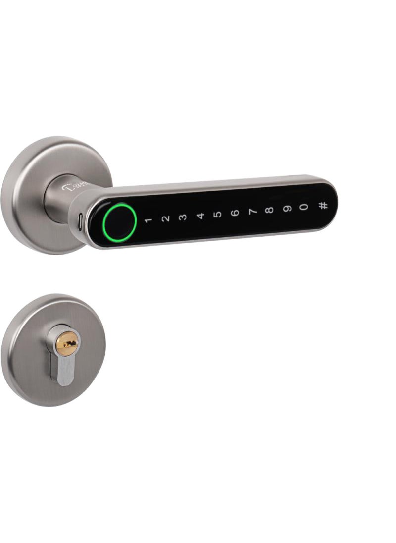 Lozan LOZAN Smart Electronic Door Lock  – 45mm Handle | Biometric Fingerprint, PIN Code, Bluetooth & Mechanical Key Access | Secure & Keyless Entry System | App Control & Fingerprint Unlock | Compatible with Wooden and Metal Doors | Elegant Silver Finish – 2-Year Warranty  - Image 5