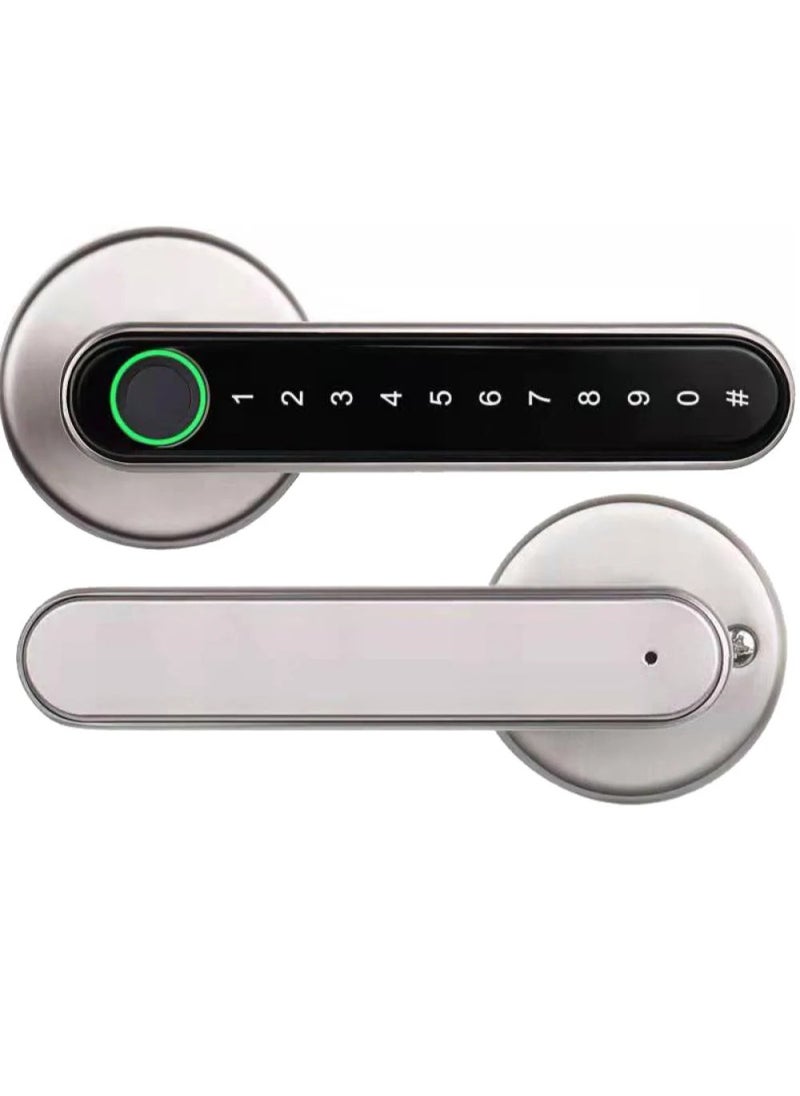 Lozan LOZAN Smart Electronic Door Lock  – 45mm Handle | Biometric Fingerprint, PIN Code, Bluetooth & Mechanical Key Access | Secure & Keyless Entry System | App Control & Fingerprint Unlock | Compatible with Wooden and Metal Doors | Elegant Silver Finish – 2-Year Warranty  - Image 4