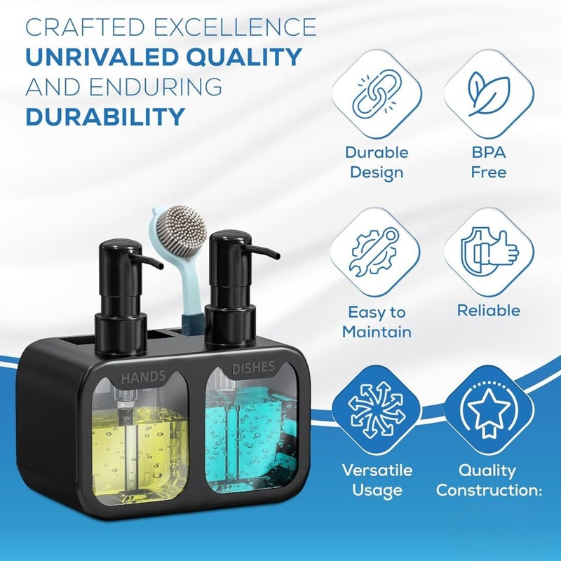 MeRaYo Plastic Handwash Dispenser Soap Dispenser For Kitchen Hand Wash Dispenser Pump Dish Wash Dispenser Liquid Soap Dispenser For Kitchen Sink Dishwash Liquid Dispenser, (Black Color ), 26 Ounces - Image 3